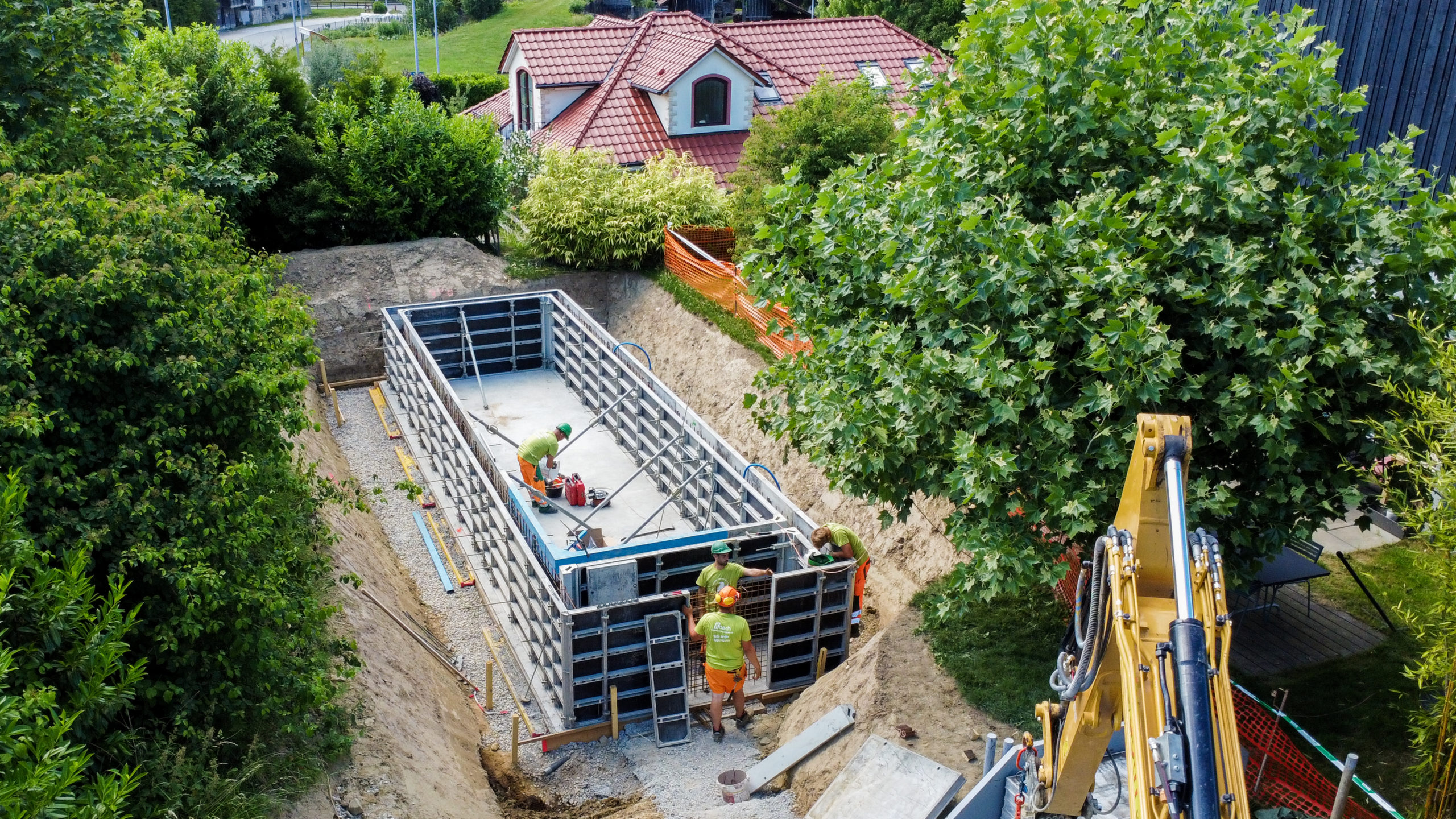 projet de construction kaech paysagiste piscine sur romont canton de fribourg bourguillon